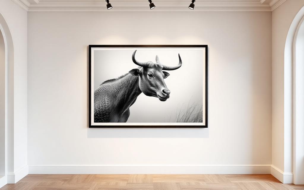 A large framed black and white fine-art photograph in a minimal gallery room — Art & collectibles offering in Mayfair, London, United Kingdom