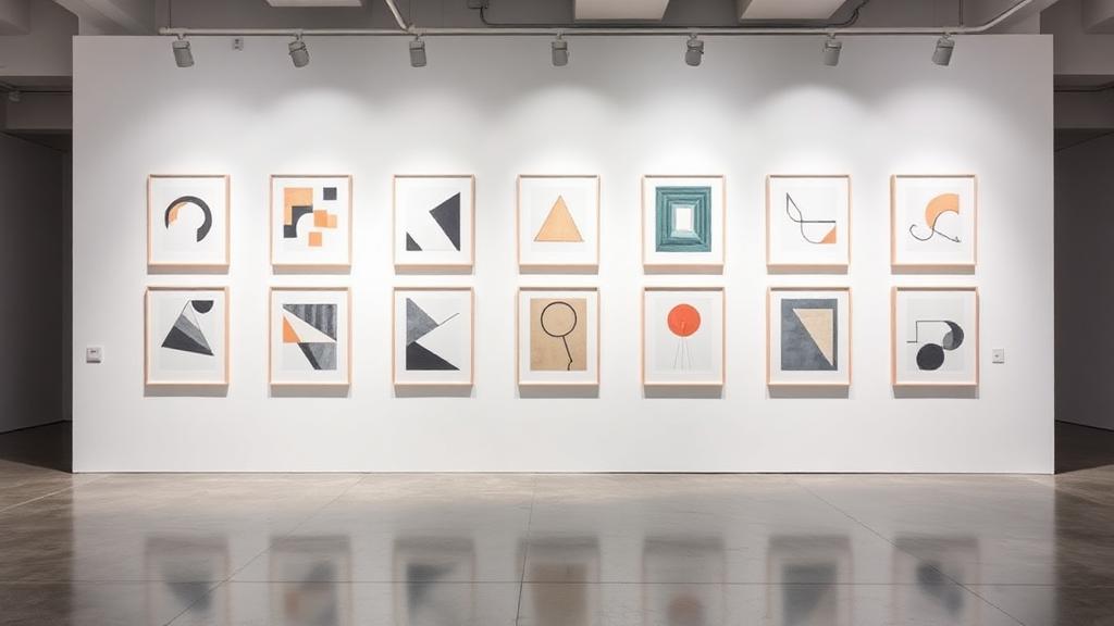 Framed abstract prints hung on a white gallery wall — Art & collectibles offering in London, United Kingdom
