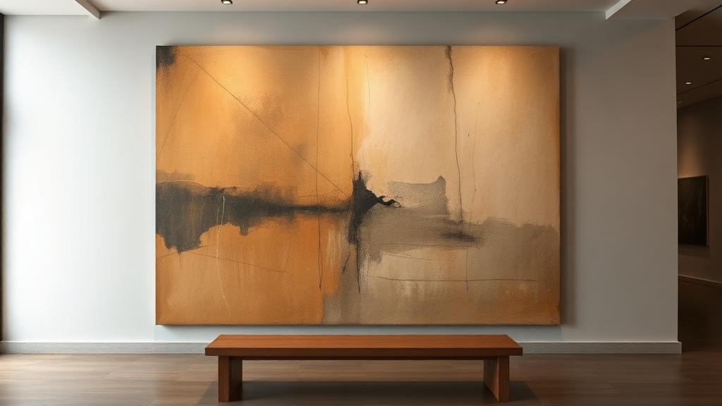 A large post-war abstract canvas displayed in a dim museum room — Art & collectibles offering in London, United Kingdom