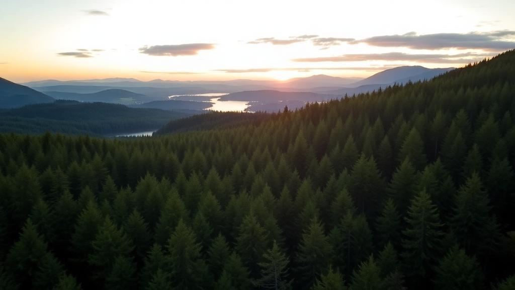 Scottish Highlands forestry estate with pine woodland at dawn — Land & rural offering in Highland, Scotland, Scotland