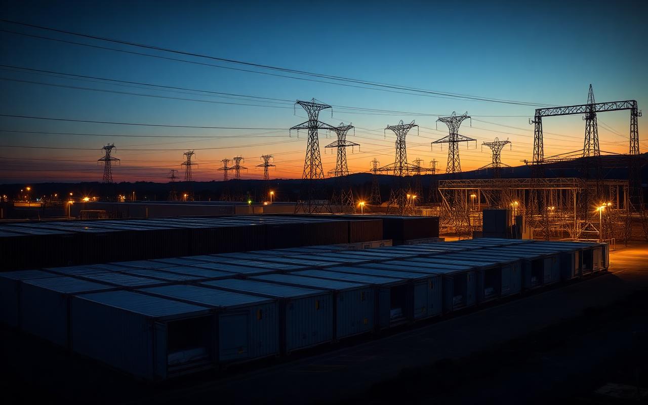 Grid-scale battery containers beside a transmission substation — Renewable infrastructure debt offering in Hunter Valley, NSW