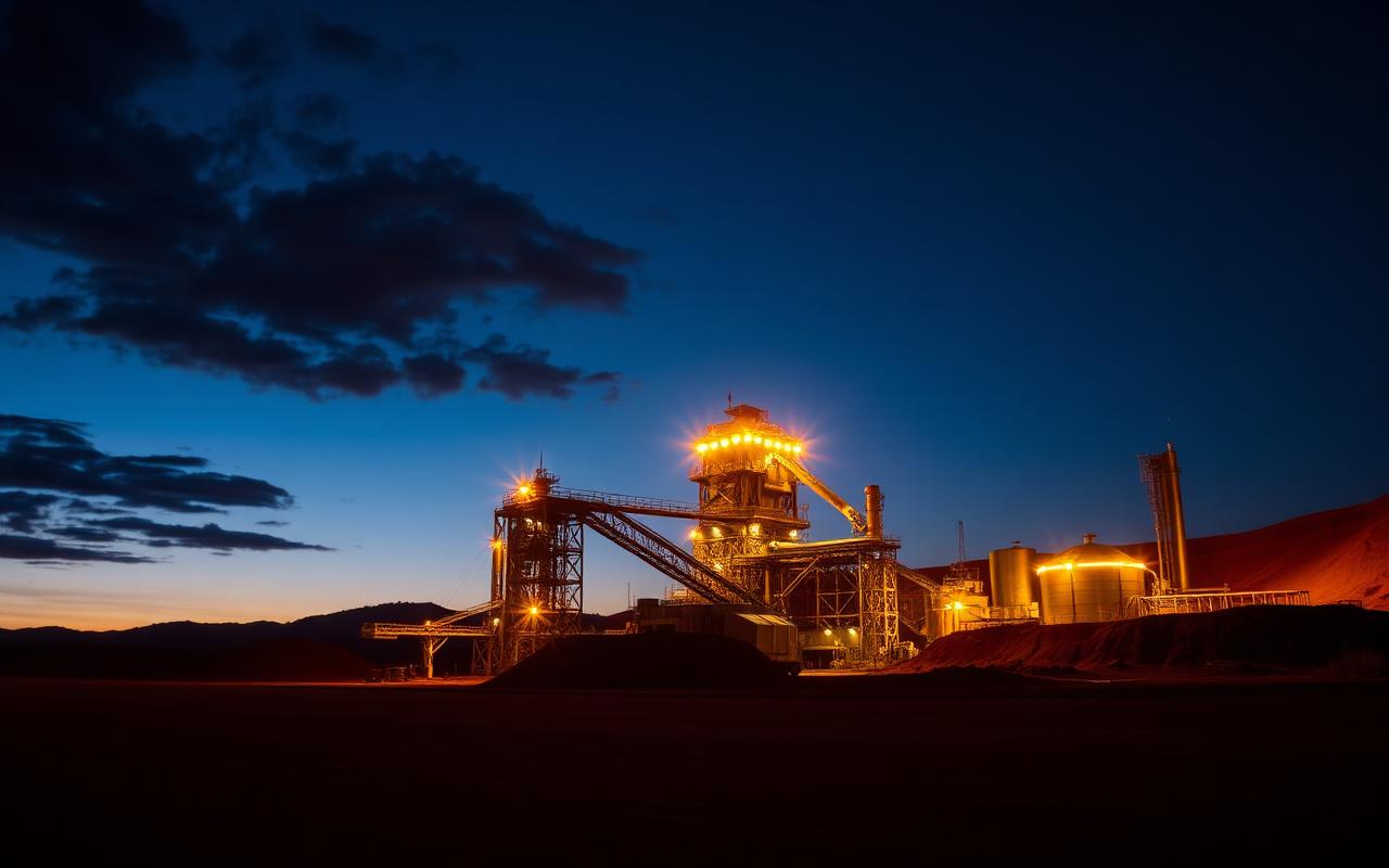 Gold mine headframe and processing plant in the goldfields at dusk — Gold & precious metals offering in Kalgoorlie, WA