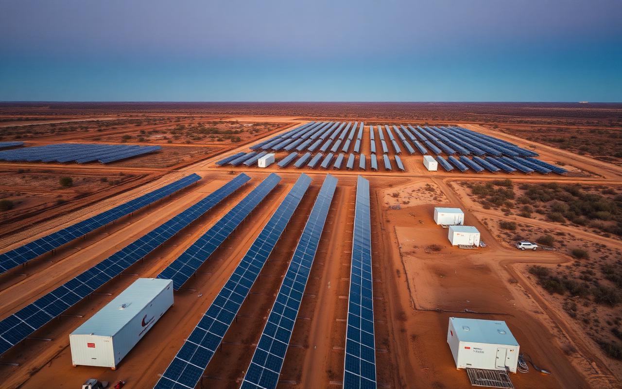 Solar array and battery containers on Victorian mallee land — Renewable infrastructure debt offering in Ouyen, VIC