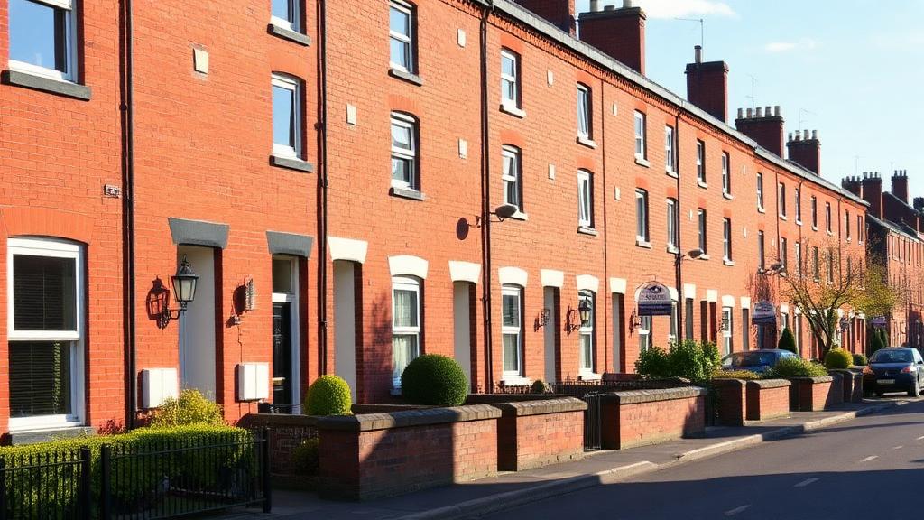 Row of red brick terraced houses on a Sheffield street — Residential offering in Manchester, North West, England