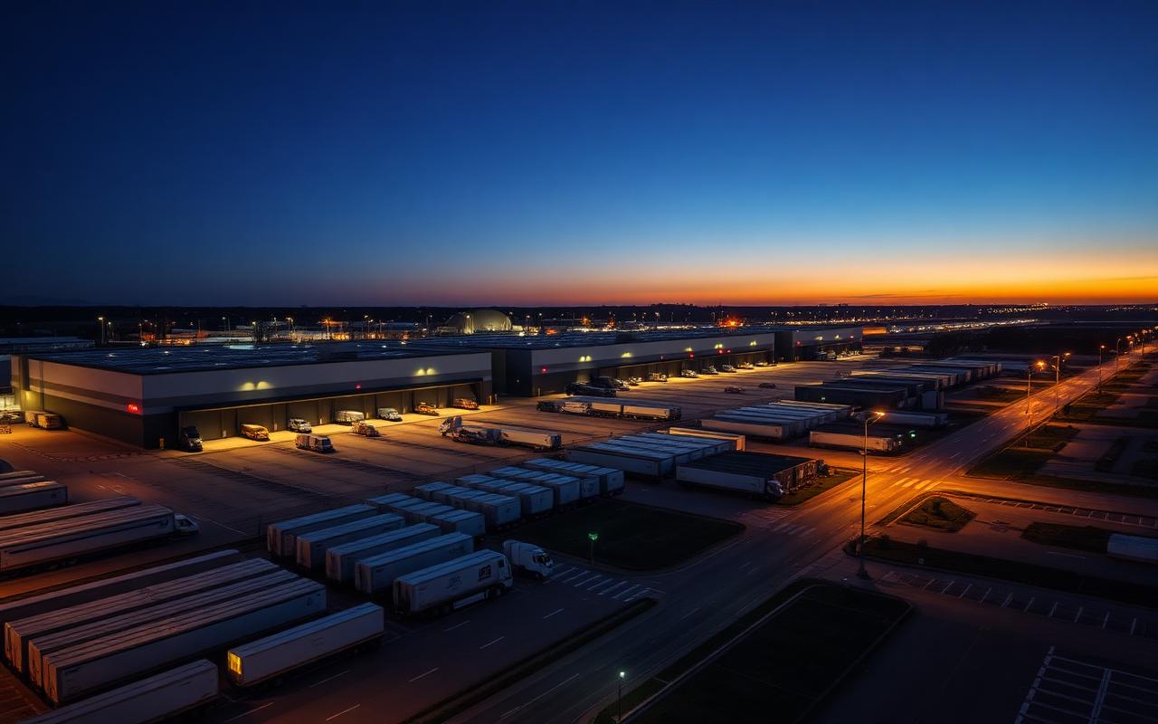 Aerial view of a large logistics warehouse estate with loading docks — Logistics real estate offering in Truganina, VIC